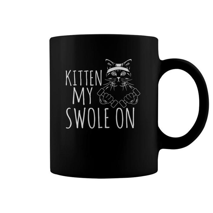 Kitten My Swole On Funny Cat Gym Workout  Coffee Mug