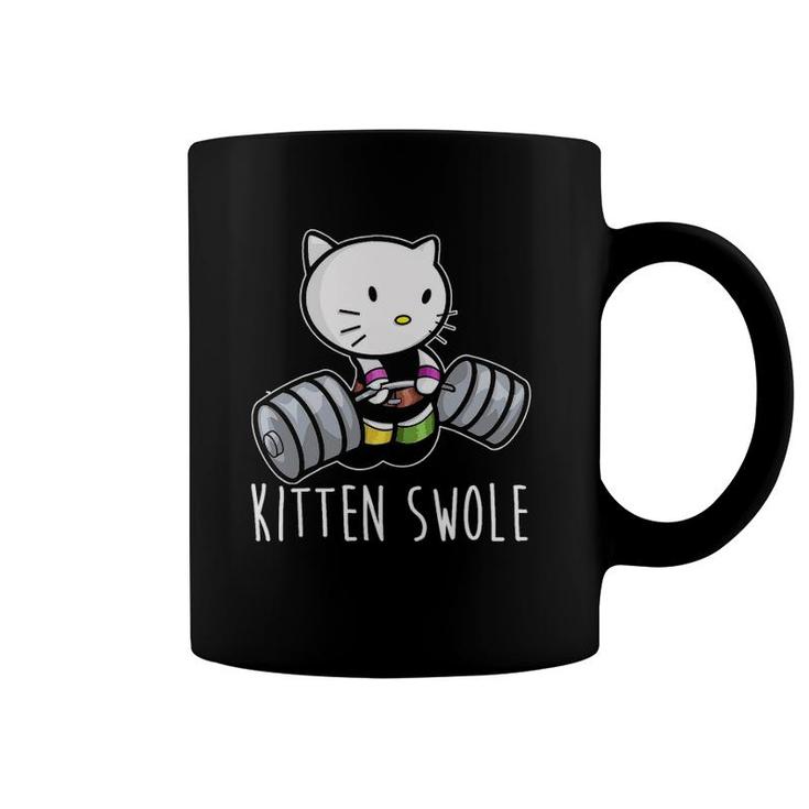 Kitten Swole Cat Powerlifting Weightlifting Gym Training Coffee Mug