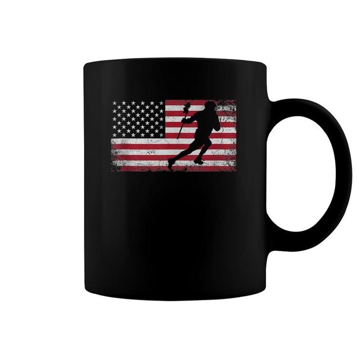 Lacrosse 4Th Of July American Flag Patriotic Usa Men Boys Coffee Mug