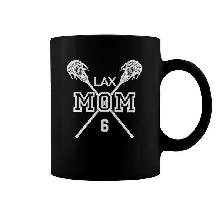 Lacrosse Mom 6 White Lax Player Number 6 Mother's Day Coffee Mug