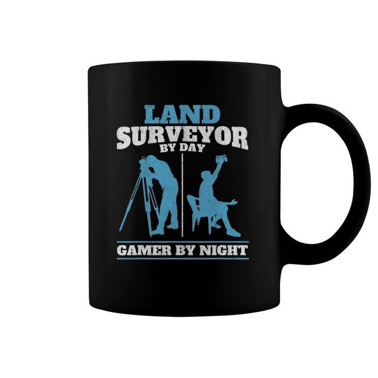 Land Surveyor By Day Gamer By Night Engineer Land Surveying Coffee Mug