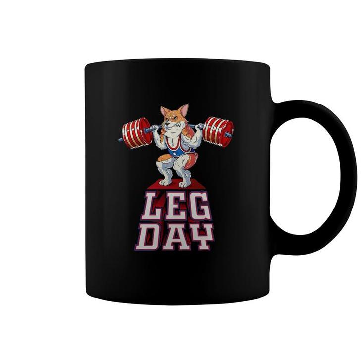 Leg Day Corgi Weight Lifting Squat Gym Coffee Mug