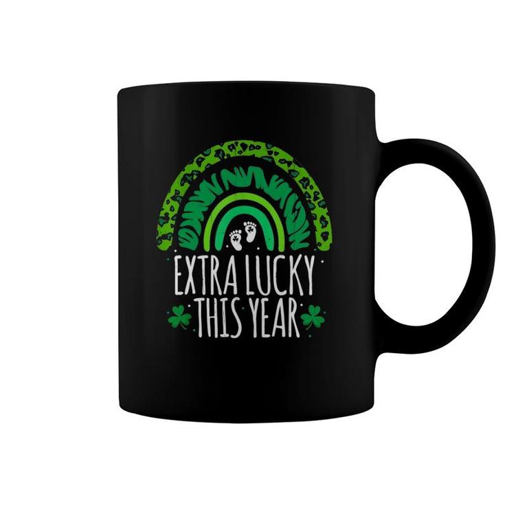 Leopard Rainbow St Patricks Day Pregnancy Announcement Gifts Coffee Mug