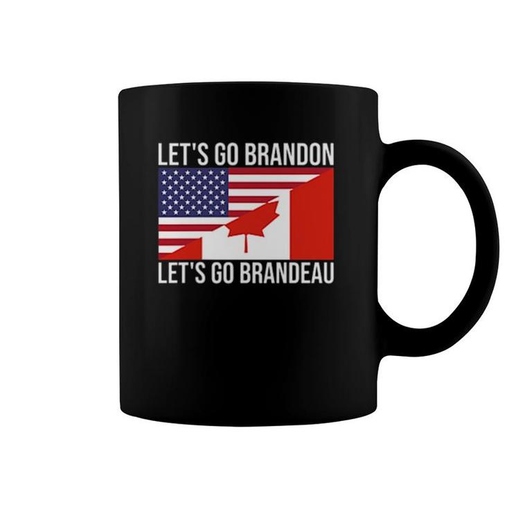 Let's Go Brandeau Usa Canada Flag Freedom Convoy Trucker Coffee Mug