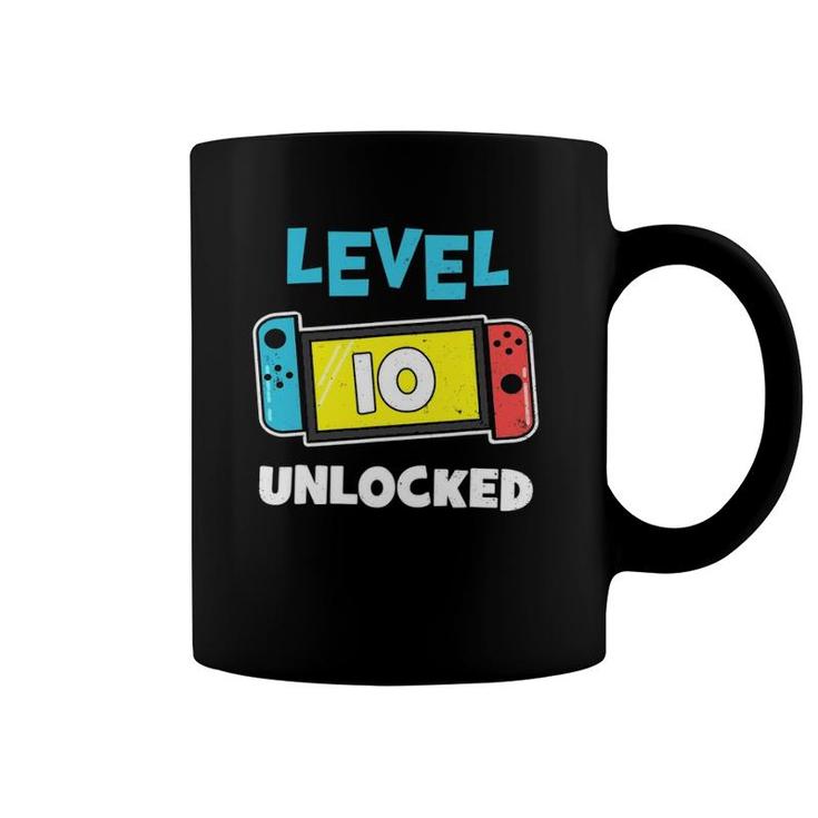 Level 10 Unlocked Gamer 10Th Birthday Video Game Lovers  Coffee Mug