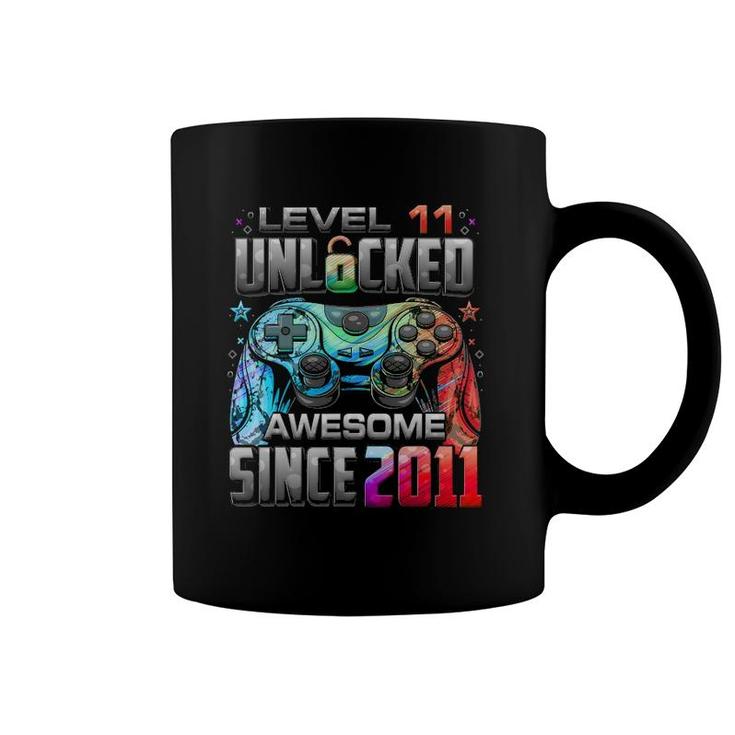Level 11 Unlocked Awesome Since 2011 11Th Birthday Gaming Coffee Mug