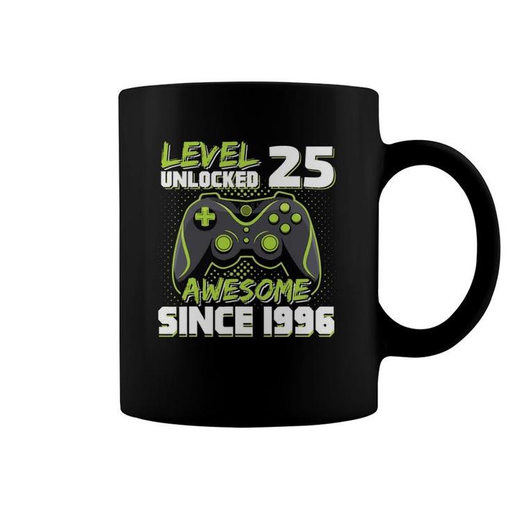 Level 25 Unlocked Awesome Since 1996 Gamer 25Th Birthday Coffee Mug