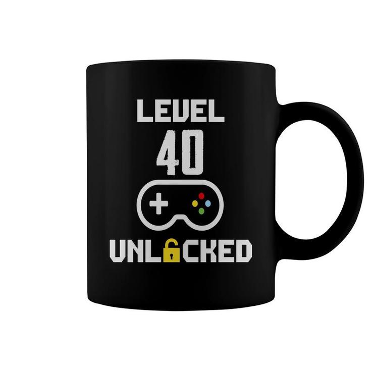 Level 40 Unlocked Video Game 40Th Birthday Gamer Coffee Mug