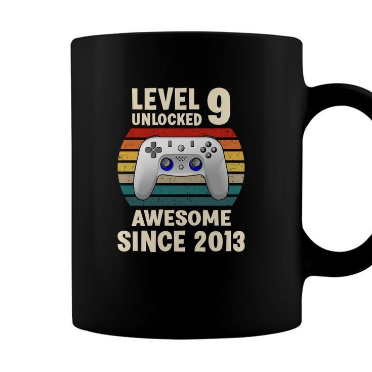 Level 9 Unlocked Awesome Since 2013 9Th Birthday Vintage Gamer Coffee Mug