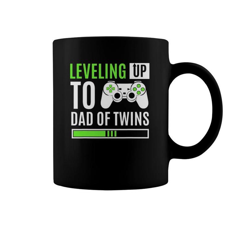 Leveling Up To Dad Of Twins Gaming Gender Reveal Celebration Coffee Mug