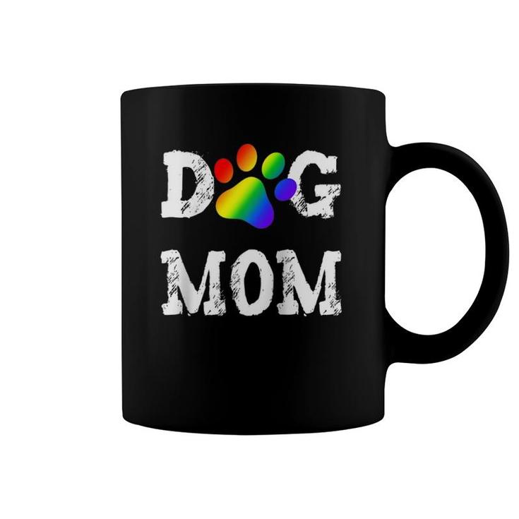 Lgbt Dog Mom Lesbian Gay Pride Rainbow Paw Print Mother Raglan Baseball Tee Coffee Mug