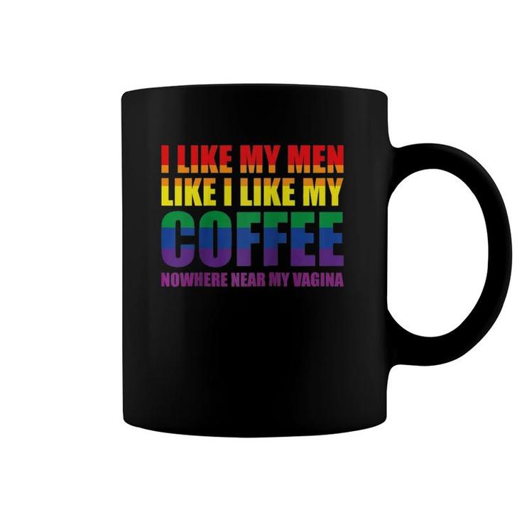 Lgbt I Like My Men How I Like My Coffee Rainbow Wlw Pride Raglan Baseball Tee Coffee Mug