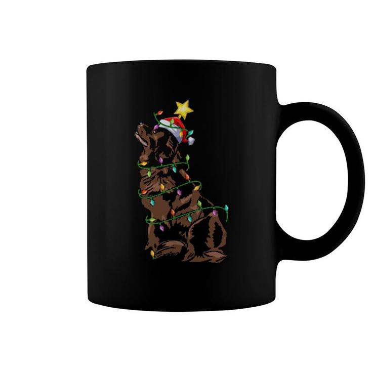 Lighting Xmas Tree Matching Santa Newfoundland Dog Christmas  Coffee Mug