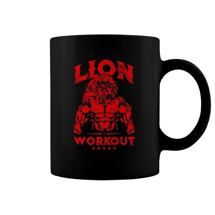 Lion Workout Beast Muscles Motivation Fitness Gym - Quote  Coffee Mug