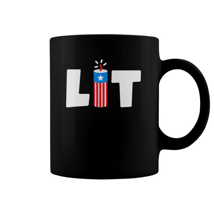 Lit 4Th Of July Kids Boys Men Patriotic Vintage Coffee Mug