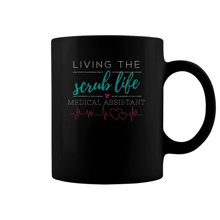 Living The Scrub Life Nurse Distressed Tee Coffee Mug