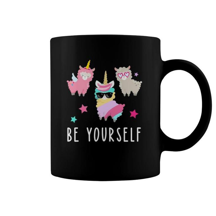Llamacorn  Girls T Llama Unicorn Be Yourself Tee Coffee Mug