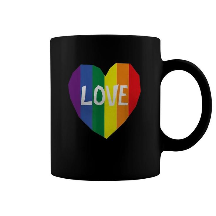 Love Gay Pride Lgbt Rainbow Flag Heart Coffee Mug