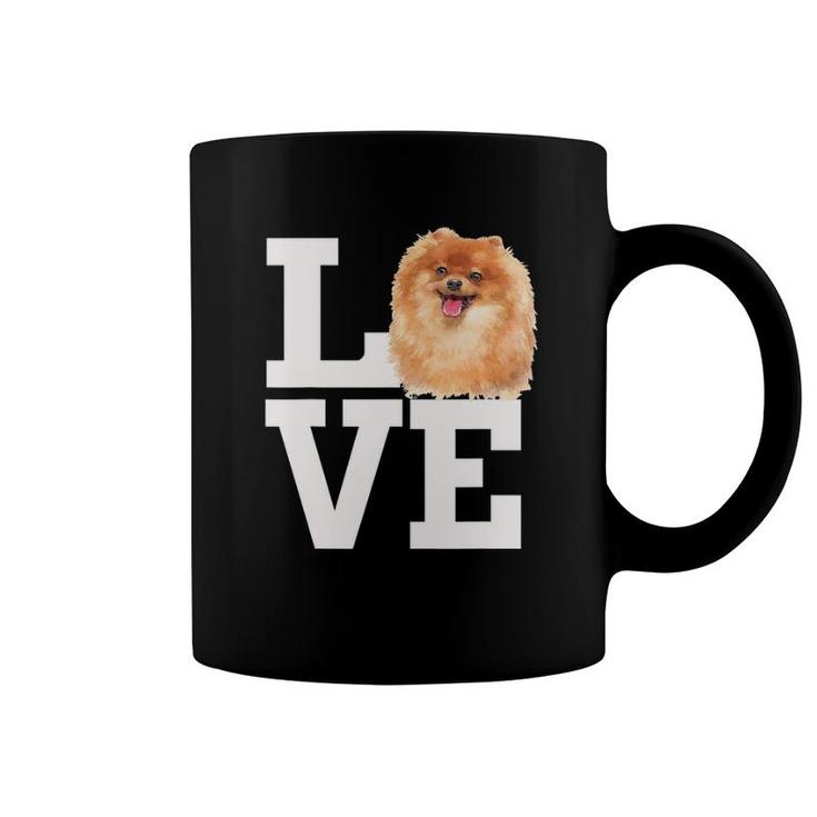 Love Pomeranian Dog Cute Pomeranian Furry Dog Face Coffee Mug
