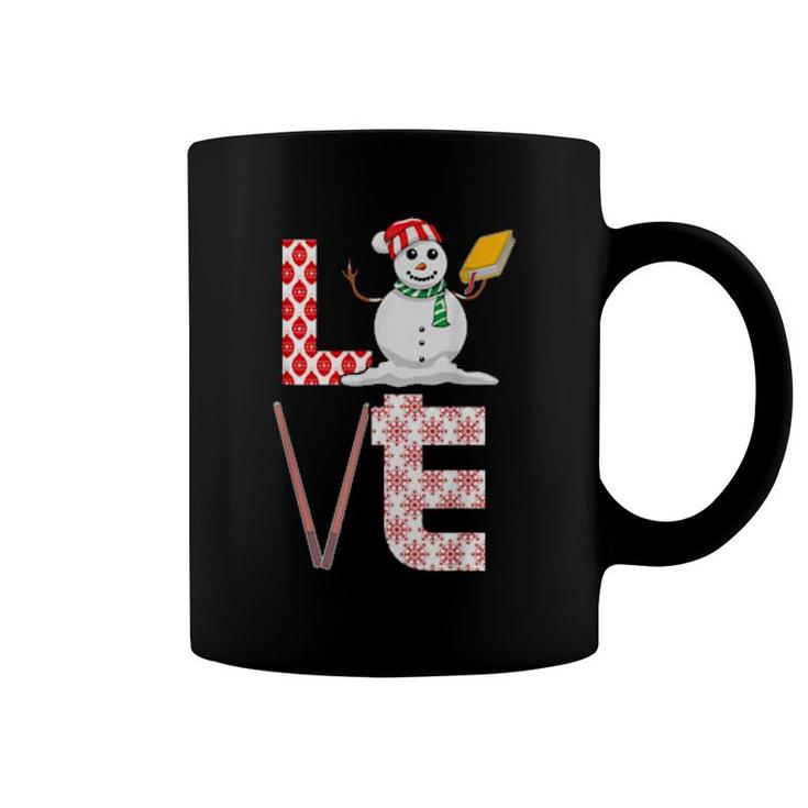 Love Teacher Christmas Snowman Xmas Pajama Teaching Teach  Coffee Mug