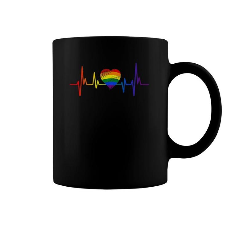 Lovely Lgbt Gay Pride Heartbeat Lesbian Gays Love  Coffee Mug