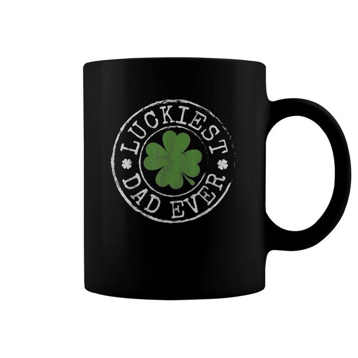 Luckiest Dad Ever Shamrocks Lucky Father St Patrick's Day Coffee Mug
