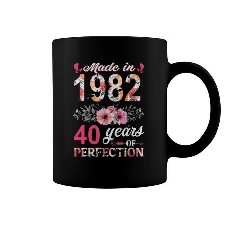 Made In 1982 Floral 40 Years Old 40Th Birthday Gifts Women Coffee Mug