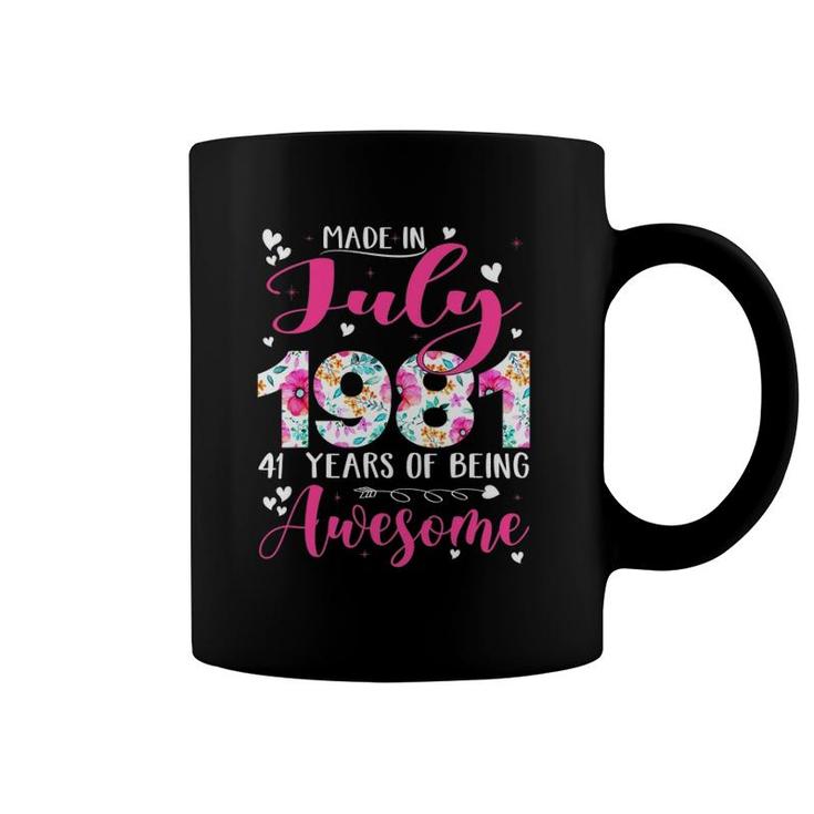 Made In July 1981 Flowers 41St Bday Outfit 41 Years Old Coffee Mug