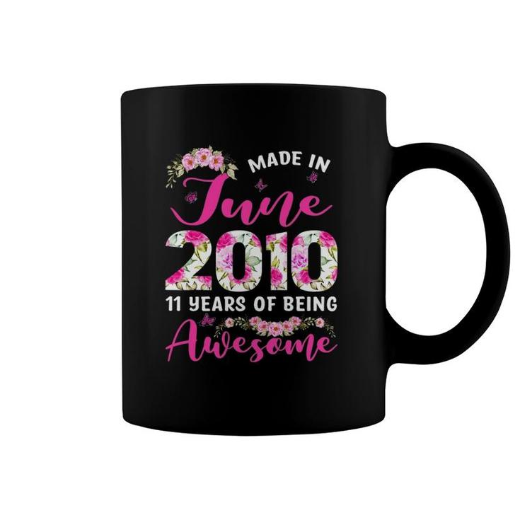 Made In June 2010 11Th Birthday Outfit 11 Years Old Girls Coffee Mug