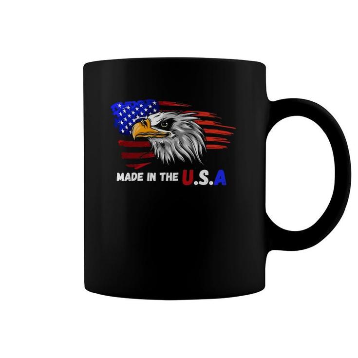Made In The USA Bald Eagle Patriotic Flag Tattoo Coffee Mug