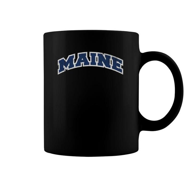 Maine Varsity Style Area Code 207 Vintage Coffee Mug