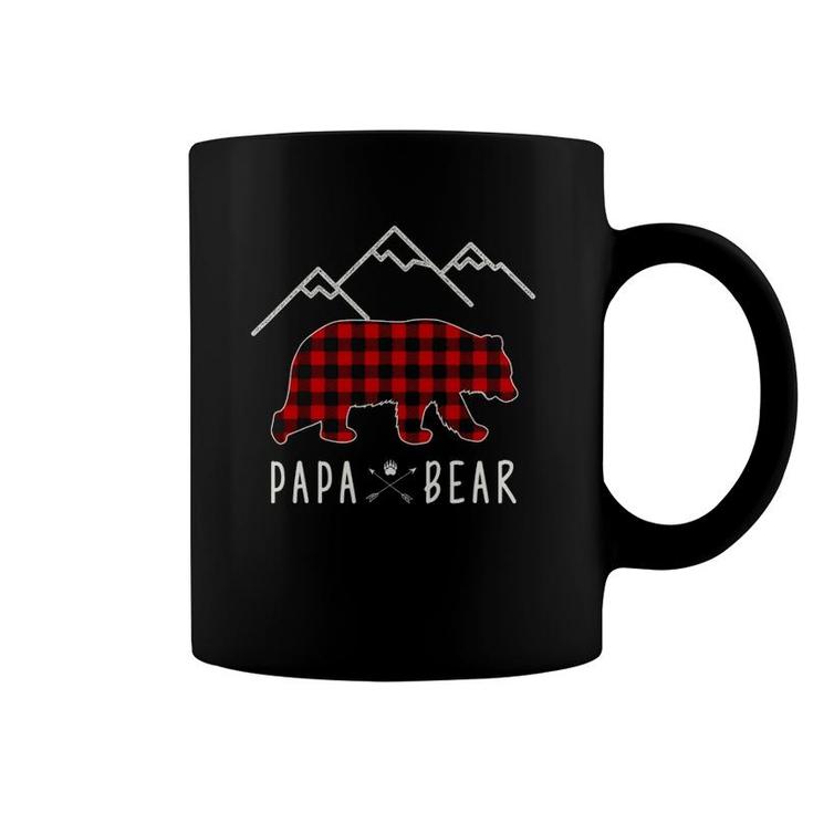 Mama Bear Gift - Buffalo Plaid Papa Bear Coffee Mug