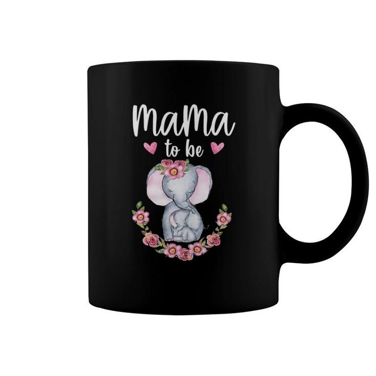 Mama To Be Elephant Baby Shower Floral Coffee Mug