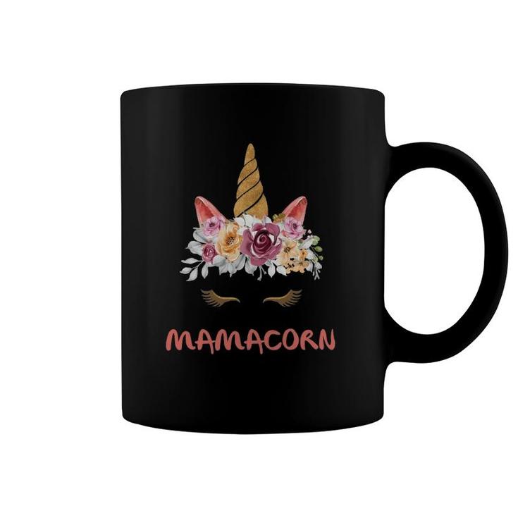 Mamacorn Unicorn Face Mother's Day Mom Floral Coffee Mug