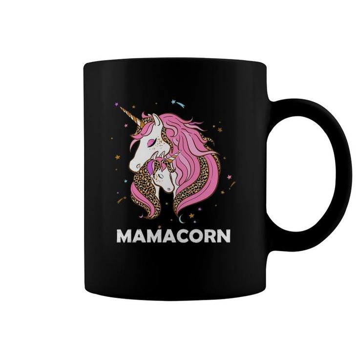 Mamacorn - Unicorn Mom And Baby Leopard Plaid Mother's Day Coffee Mug