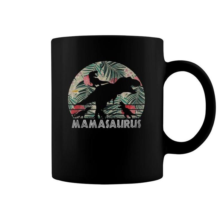Mamasaurus Mothers Day - Floral Dinosaur 3 Kids Mother Gift Coffee Mug