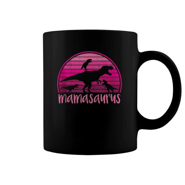 Mamasaurus Rex - 3 Kids Retro Sunset Funny Gift For Mother Coffee Mug
