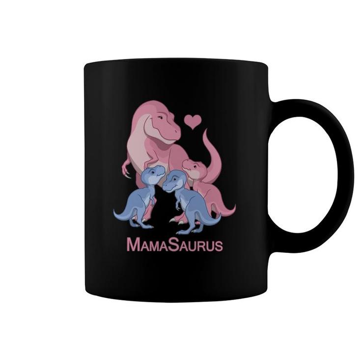 Mamasaurusrex Mother & 3 Cute Baby Boy & Girl Dinosaurs  Coffee Mug