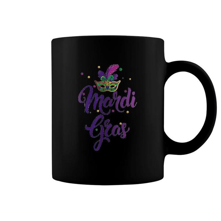 Mardi Gras Costume Purple Feathers Women Men Coffee Mug