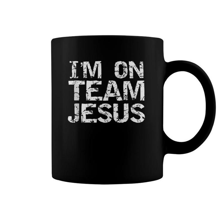 Matching Christian Gifts Distressed I'm On Team Jesus Coffee Mug