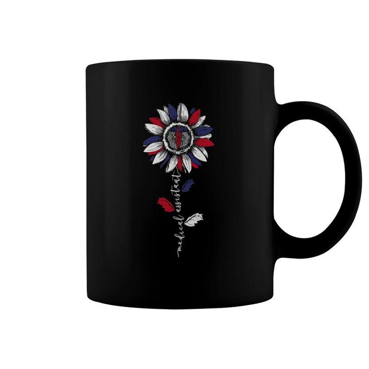 Medical Assistant Sunflower American Flag 4Th Of July Coffee Mug