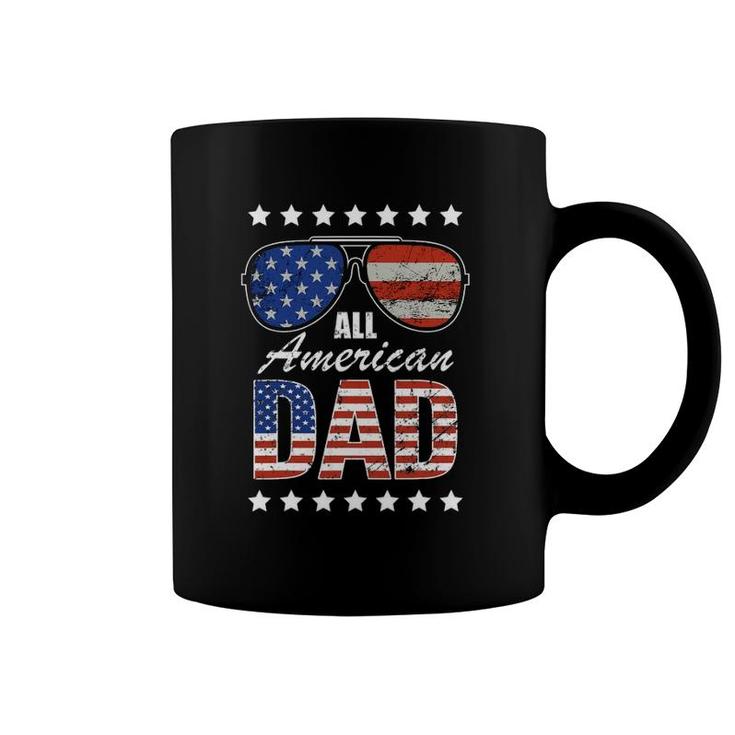 Mens All American Dad 4Th Of July Father's Day Rugged Grunge Style Coffee Mug