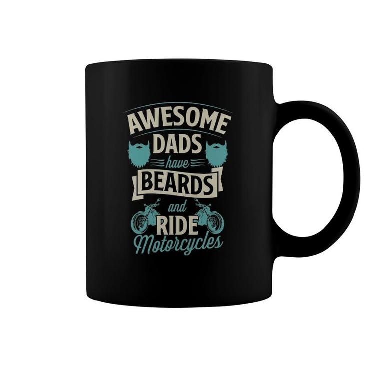 Mens Awesome Dads Have Beards And Ride Motorcycles Best Biker Dad Coffee Mug