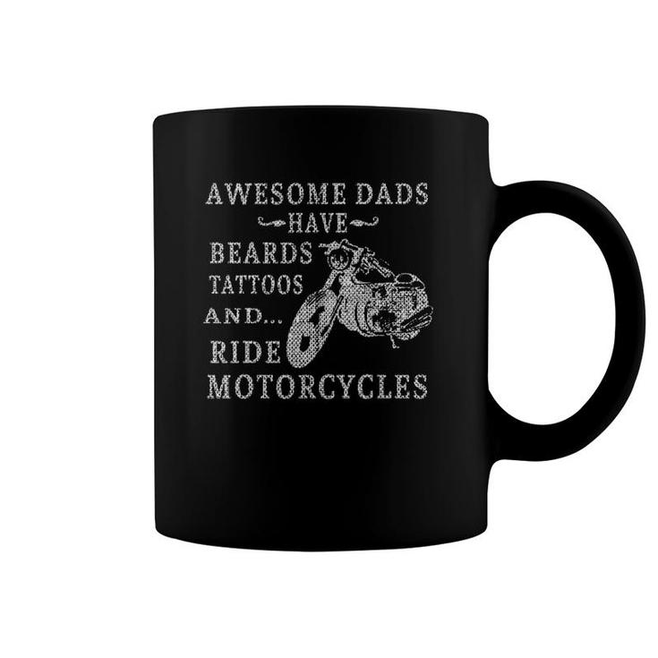 Mens Awesome Dads Have Tattoo Beards Ride Motorcycles Father's Day Coffee Mug