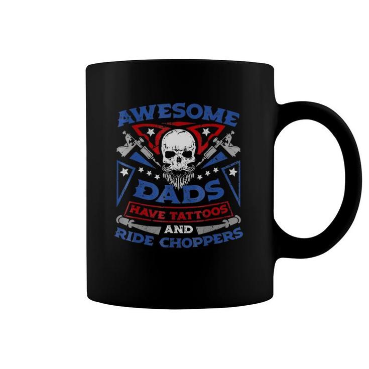 Mens Awesome Dads Have Tattoos And Ride Choppers Coffee Mug