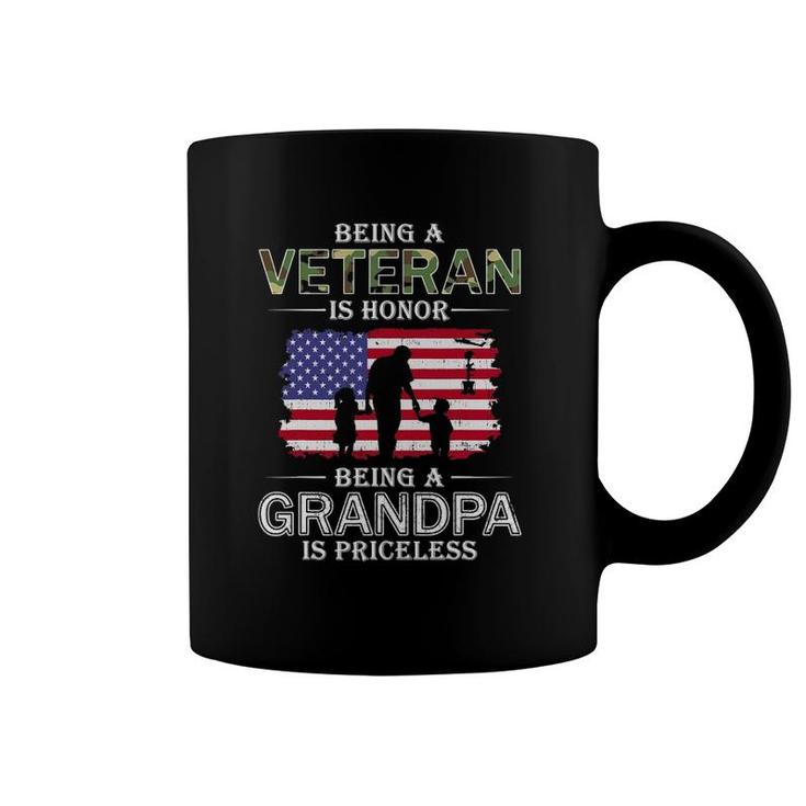 Mens Being A Veteran Is Honor Grandpa Is Priceless Coffee Mug