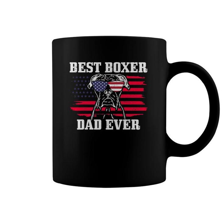 Mens Best Boxer Dad Ever Dog Patriotic 4Th Of July American Flag Coffee Mug
