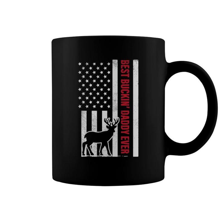 Mens Best Buckin Daddy American Flag Buck Hunting Hunter Gift Coffee Mug