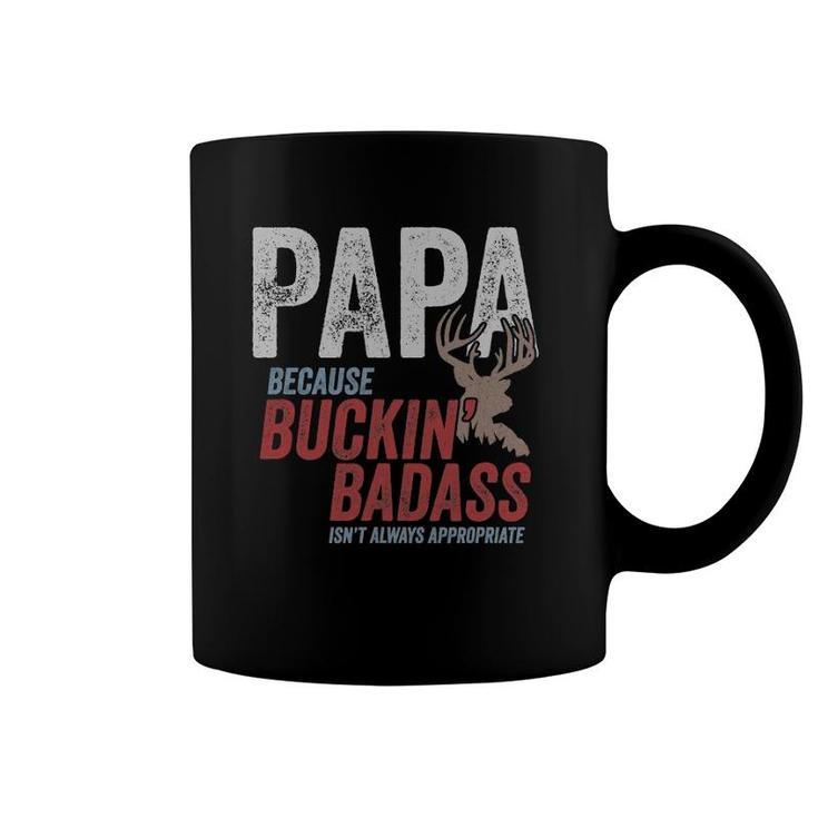 Mens Best Buckin Papa Fathers Day  Funny Badass Buck Hunter Coffee Mug