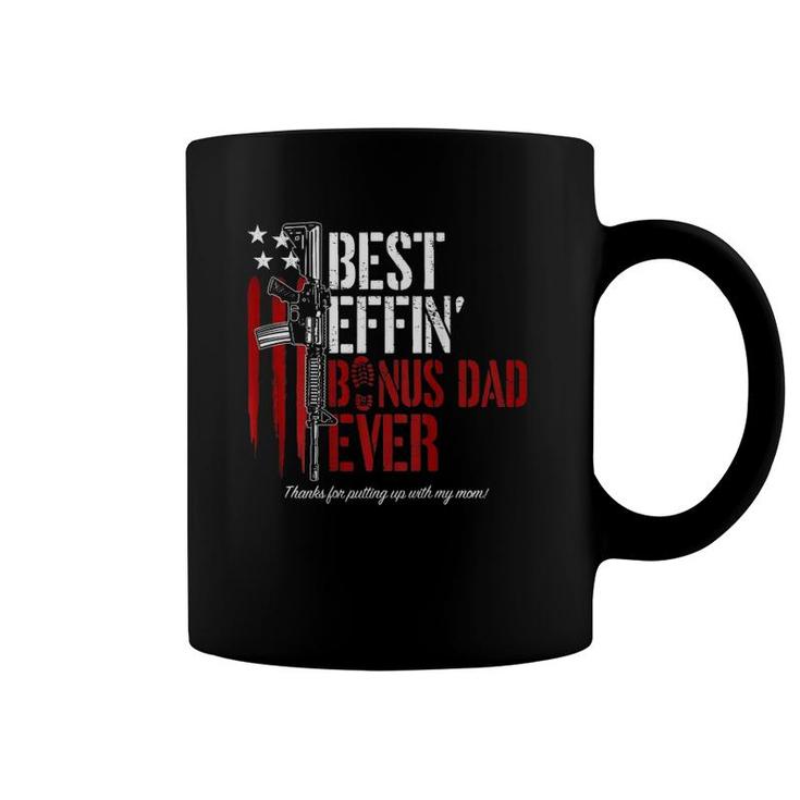 Mens Best Effin’ Bonus Dad Ever Gun Rights American Flag On Back Coffee Mug
